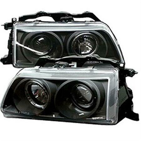 WHOLE-IN-ONE 1990-1991 Honda Civic CRX Projector Headlights LED Halo - Black WH3831583